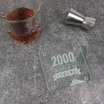 eBuyGB Drinks Mat, Placemat Engraved Square Coaster-2000 Year of The Legend Design-21st Birthday, Men-Twenty-First Gift for Dad, Uncle, Brother, Glass