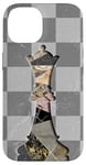 Coque pour iPhone 14 Jeu d'échecs Gambit Marbling Queen Échiquier à carreaux