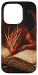 iPhone 14 Pro Aesthetic Gothic Red Dragon Reading Book Painting Bookish Case