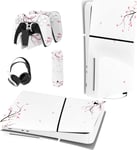 Autocollant Pour Ps5 Slim Console Standard Sticker Skin Pour Ps5 Slim Disc Edition,Autocollants Accessoires Pour Ps5 Manette&télécommande&casque&station De Charge-Fleurs De Cerisier Tombe