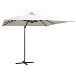 SWEET Parasol déporté avec LED et mât en acier 250x250 cm Sable 85670