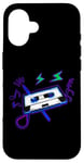 Coque pour iPhone 16 Cassette Tape Pencil années 80 rétro vintage musique rétro