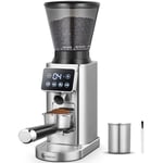 AMZCHEF Moulin A Café Électrique Avec Support Amovible Et Récipient | Écran Tactile LCD | 24 Réglages Précis | Moulin A Cafe Grain Pour Espresso/Filtre/Bec Verseur/Infusion A Froid/Cafetière A Piston