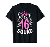 Sweet Sixteen Squad Pink Crown Bday Girl 16th Celebration T-Shirt