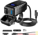 Prise Usb Moto Etanche 12v: Chargeur Usb Moto Qc3.0 Usb & Pd Type C Accessoire Moto Prise Usb Moto Avec Voltmètre Et Interrupteur Marche Pour 12v 24v Voiture/Camping-Car/Véhicule/Bateau.[Y1300]