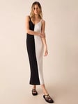 Ro&Zo Knitted Colour Block Maxi Dress, Black/Cream