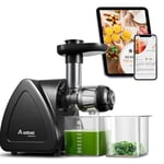 AOBOSI Cold Press Juicer Machines with Reverse Function, Slow Masticating Juicer with Quiet Motor, High Juice Yield, Juice Cup Baffle and Brush for Easy Clean, Black