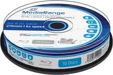 MediaRange BD-R 50GB Printable MR509 Single Side, Double Layer, color Cake 10 