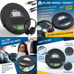 KLIM Nomad with Headset - New 2024- Portable CD Player Walkman with... 