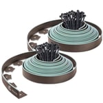 VOUNOT Bordure de Jardin en Plastique 20 mètres avec 60 Piquets d'ancrage Bordurette de Pelouse Bordure de Gazon Flexible Idée de Jardin Hauteur 50mm Epaisseur 4mm Marron Bordé de Vert Clair