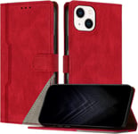 Étui Pour Iphone 13 (6,1 Pouce), Housse En Cuir Pu Avec [Protection Antichoc Tpu] [Fonction Support] [Porte-Cartes ] Antichoc Magnétique Coque Pour Iphone 13 - Rouge