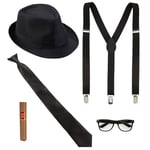 Widmann 68558 – King of the Blue Costume Set, 5 Pieces, Hat, Braces, Tie, Glasses and Cigar, Charleston, Gangster, Mafia Boss, Brothers, Accessories, Carnival, Fancy Dress, Theme Party