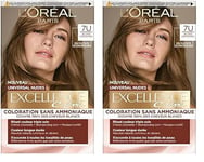 L’ORÉAL PARIS - Coloration Cheveux Cheveux Permanente - Sans Ammoniaque - Couvre 100% des Cheveux Blancs - Excellence Crème Universal Nudes - Nuance : Blond Universel (7) (Lot de 2)