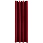 PONY DANCE Décoration de Fenêtre - Rideaux Isolation Thermique Rideau Draperies Salon à Oeillets pour Chambre Maison en Fête Noël, Largeur 140 sur Hauteur 260cm, Rouge, 1 Pièce