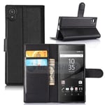 Sony Xperia Xa1      PU Wallet Case    [Black]