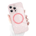 Newseego Coque iPhone 15 Pro Max à Paillettes Compatible avec Magsafe, Transparente Mignonne Magnétique Coque pour Femmes Filles Brillant Souple TPU Coque de Protection pour iPhone 15 Pro Max-Rose