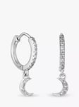 Simply Silver Cubic Zirconia Mini Crescent Hoop Earrings, Silver