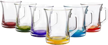 LAV Coloured Set of 6 Glasses Tea Coffee Cappuccino Cups HOT Drink Mugs,225cc