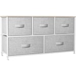 Toolive - 5 tiroirs, Commode Chambre Adulte en Tissu, Meuble de Rangement Chambre, Cadre Stable en Métal, Commode Chambre Enfant pour Armoire, Salon,