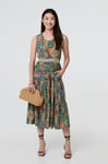 Izabel London Womens Beige Mosaic Print Sleeveless Midi Smock Dress - Multicolour - Size 18 UK