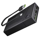 Green Cell Batterie Externe GC PowerPlay20 20000mAh | 4-Port Power Bank avec 2X USB-C 18W Power Delivery et 2X USB Quick Charge 3.0 Charge Rapide pour iPhone, iPad Pro, Smartphone, Tablet et Autres