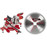 Einhell Scie à onglet radiale TC-SM 216 (1600 W, table pivotante à réglage rapide et butées d’angles, laser, extensions latérales, blocage d’arbre «Spindle-Lock») + 2ème lame incluse