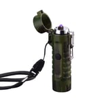 Waterproof Lighter USB Plasma Lighter Rechargeable Electric Lighter Waterproof with Flashlight Flameless Lighter Windproof Arc Lighter for Outdoor Camping Hiking,Camouflage