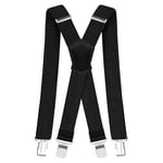 Pejoye Bretelles Homme 4cm Larges Vintage Fort Durables Entièrement Réglables avec 4 Métal Clips X forme pour Homme et Femme (Noir)