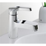 Robinet Mitigeur de lavabo - Design Butee economie d'eau - Laiton chromé - Bec fixe - Cartouche céramique 35 mm