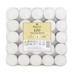 Price's Candles 100 Pack 4 Hour Tea Light Candles | Vegan & Kosher Friendly Long Clean Burn Unscented Tea Lights for Everyday Use | Great for Everday Use, Wax Melt Burners & Food Warmers