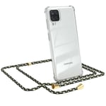 For Samsung Galaxy A12 Phone Case With Cord Chain Green Camouflage