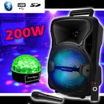 Enceinte Enfant SONO DJ SPACER08 Karaoke KOOLSTAR Mobile Batterie 8" - 200W USB/Bluetooth/SD + Micro + Jeu Light UFO BALL6