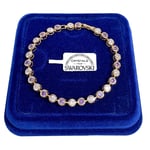 Bracelet Tennis Billes 5mm Violet Pl. or Jaune 18k Avec Cristaux de Swarovski 07