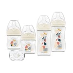 DODIE Lot de 4 Biberons Naissance, anti-colique, Tetine Multi-Perforée (2x150mL et 2x270mL), une sucette naissance, Terracotta