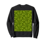 Climbing Vine Leaves In Dusty Olive On Green Sweatshirt