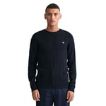 GANT Men's Cotton Cable C-Neck Sweater, Evening Blue, XXL