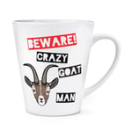 Beware Crazy Goat Man 12oz Latte Mug Cup - Funny Animal