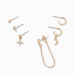 Claire's Boucles d'oreilles uniques croissant de lune aux designs variés couleur dorée - Lot de 6