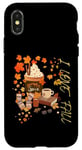 Coque pour iPhone X/XS Automne Citrouille Feuilles Café Livres Épice Cosy Sock Love Pretty