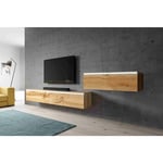 Meuble tv bargo iii 300 cm (3x100cm) Lowboard sans led wotan - Furnix