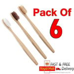 Pack Of 6 Bamboo Toothbrush Wooden Toothbrush Eco Friendly Biodegradable Family