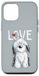 Coque pour iPhone 12/12 Pro Dessin animé drôle de vieux chien de berger anglais