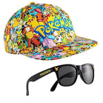 Pokémon Casquette Enfant Garcon Casquette Baseball Chapeau Plage Enfant Ado Garcon Fille Bob Pikachu Protection Soleil Cadeau pour Fan de Accessoires Officiels (Multi Casquette et Lunettes)