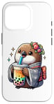 iPhone 16 Pro Kiwi Bird Drinking Bubble Tea Japanese Kimono Case