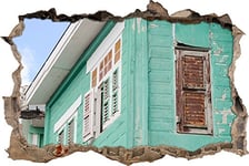 pixxp Rint 3D WD s1692 _ 62 x 42 Maison dans des Caraïbes percée 3D Sticker Mural Mural en Vinyle, Multicolore, 62 x 42 x 0,02 cm