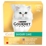 Gourmet Gold Cat Food Savoury Cake Meat and Veg 8x85g, Pack of 6