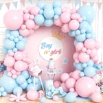 Ballons Rose Pastel Et Bleu,120 Pcs Kit Guirlande Arche Ballons Révéler Le Genre Avec Différentes Tailles 18/12/10/5 Pouces [Z134]