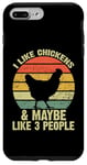 Coque pour iPhone 7 Plus/8 Plus J'aime les poulets et peut-être 3 personnes Chicken Farmer Retro