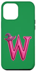 iPhone 12 Pro Max Pink Letter "W" on a Women Girls Ladies Witches Green Color Case