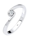 Elli DIAMONDS Bague Femme Solitaire Fiançailles avec Diamant (0.03 ct.) en Argent Sterling 925